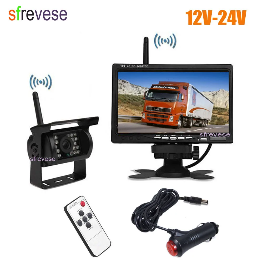 Wireless Car Vehicle Rear View Kit 18 IR LED Reversing Backup Parking Camera + 7 inch LCD Monitor For Bus Truck with Car Charger Wireless Car Vehicle Rear View Kit 18 IR LED Reversing Backup Parking Camera + 7 inch LCD Monitor For Bus Truck with Car Charger