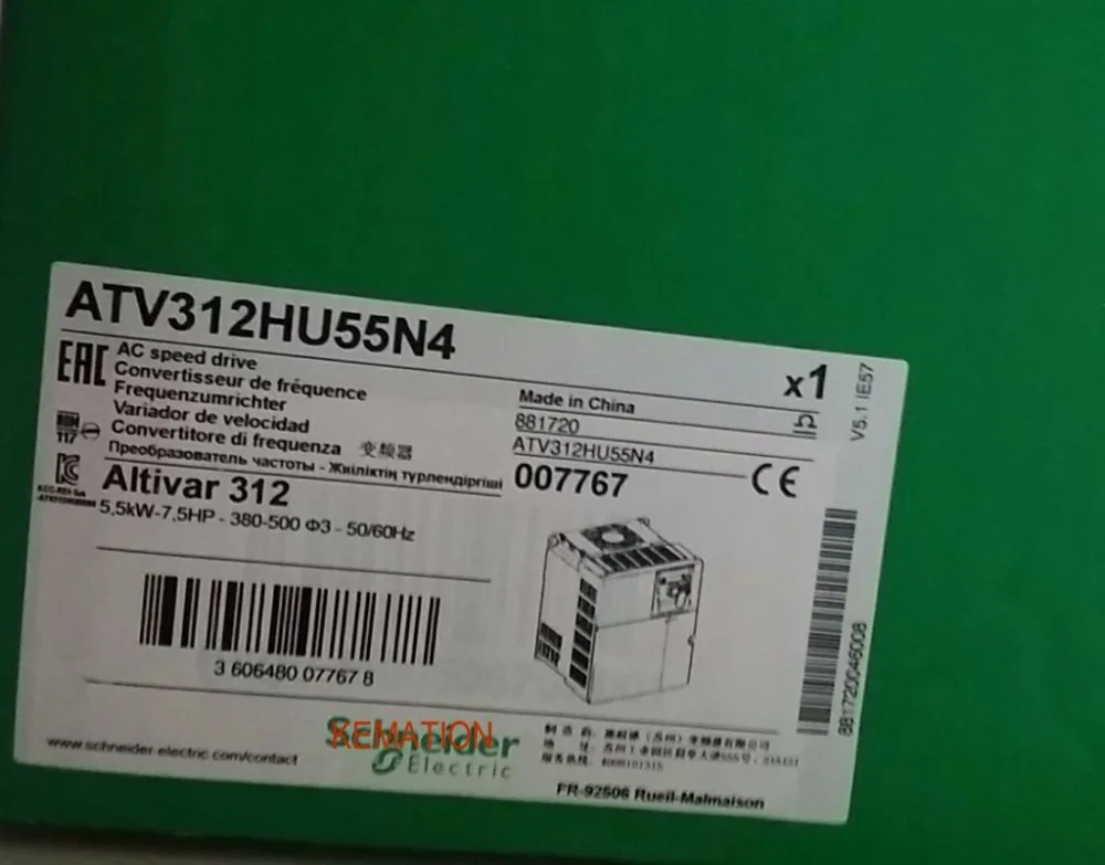 Оригинальный 5.5kW ATV312HU55N4 преобразователь частоты VFD Altivar 312 привод переменной
