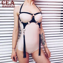 Эффективности затрат. Сексуальный кожаный жгут БДСМ воротник Связывание эротический пастельный готический танец Pole Fantazi Seks кожаное белье сексуальное боди жгут