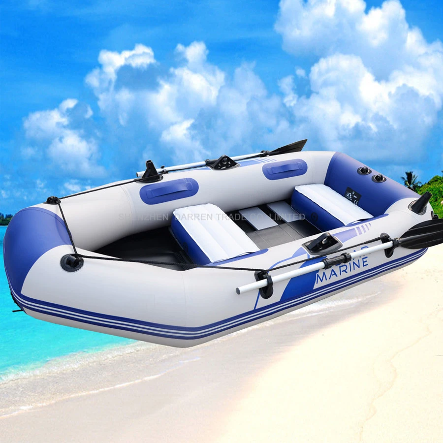 

Inflatable Fishing Boat 3 adult + 1 child material thickness 0.7MM rowing boat for drifting sufing carry weight 300KG with Oars