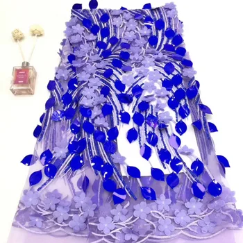 

Latest French Tulle With Sequins Net Lace Fabric 2019 High Quality Nigerian Embroidery Mesh Lace Fabrics 5Yards For Party A1863