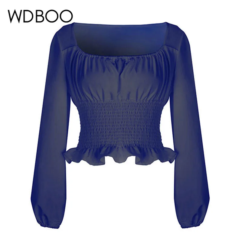 Женская блузка с длинным рукавом WDBOO розовая оранжевая белая черная эластичная