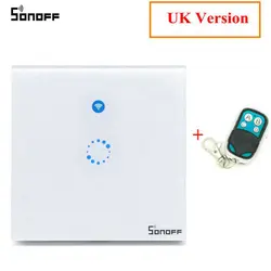 Sonoff T1 Великобритания Plug 86 Тип Smart стену сенсорный выключатель света закаленное сенсорный Стекло Панель Поддержка Wi-Fi/RF/APP/Touch Управление 1/2/3