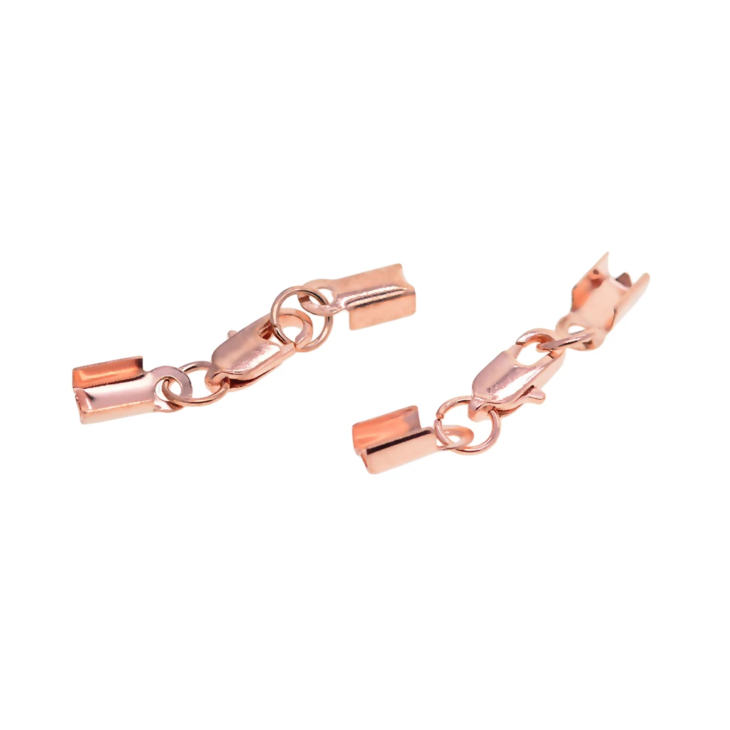 12 Sets Fold Over Crimp Cord End Cap Clips Bail Tips Connector Lobster Clasp DIY Jewelry Accessories