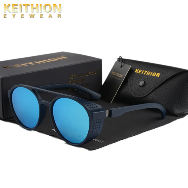 KEITHION Retro Round Sunglasses Steampunk Men Women Brand Designer Glasses Oculos De Sol Shades UV Protection