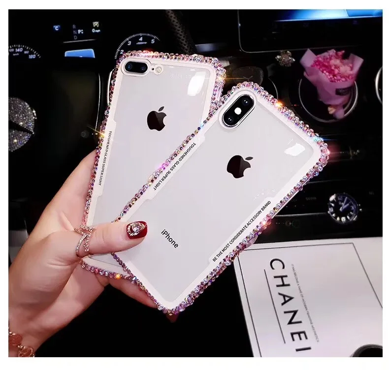 

For iphone XS XR 8 plus Case Glitter Transparent Silicone Rhinestone Cover Bling Cases for iphone 7 Plus XS MAX 6 6S Plus Case