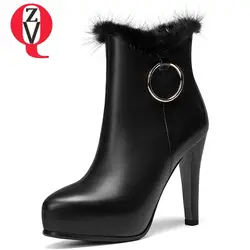 ZVQ 2018 новые модные пикантные натуральная кожа вечерние женская обувь супер высокий тонкий каблук на платформе с острым носком с