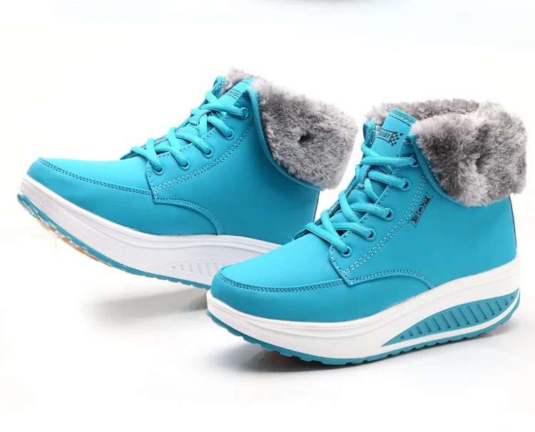 Winter snow boots women sneakers new fashion solid lace-up warm ankle boots women shoes wedges casual shoes woman