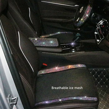 

Ladycrystal New Luxury Crystal Car Seat Cushions Seat Cover Crystal Rhinestone Auto Car Styling Interior Accessories 1 Piece