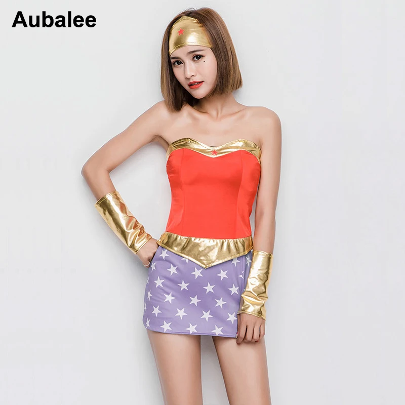 New Wonder Woman Costume Women Sexy Fancy Dress Superwoman Ladies 