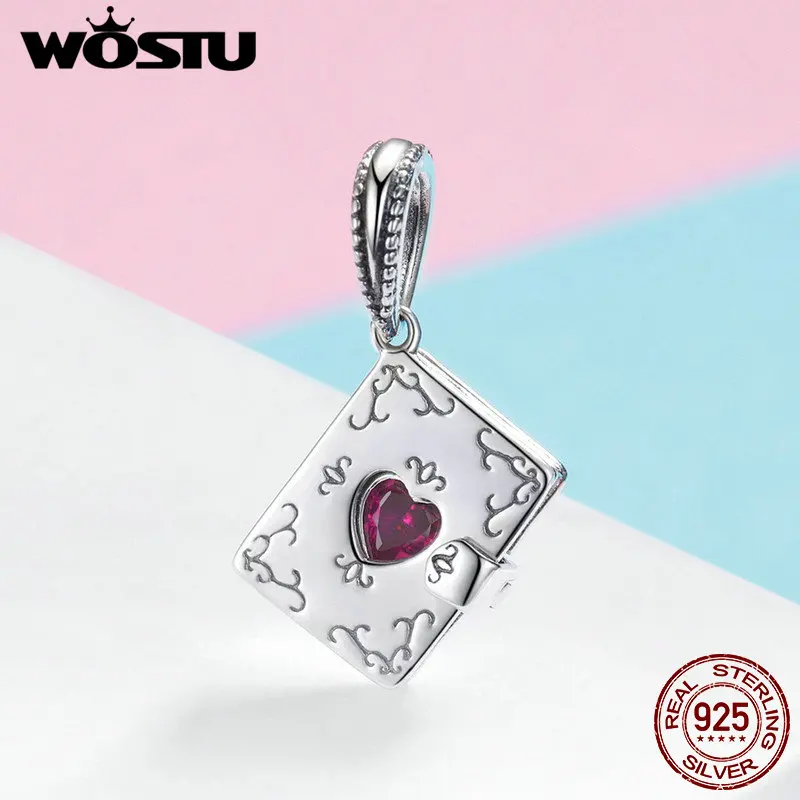 

WOSTU Genuine 100% 925 Sterling Silver Forever Love Letter Dangles Charms Fit Bracelet & Necklace Pendant Luxury Jewelry FIC980