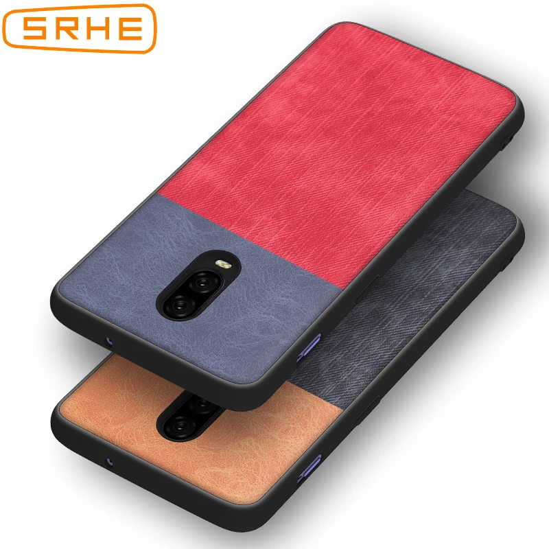 SRHE For OnePlus 6T Case Cover PU Leather and Denim Soft Silicone Full Back One Plus Oneplus6T 1+6T |