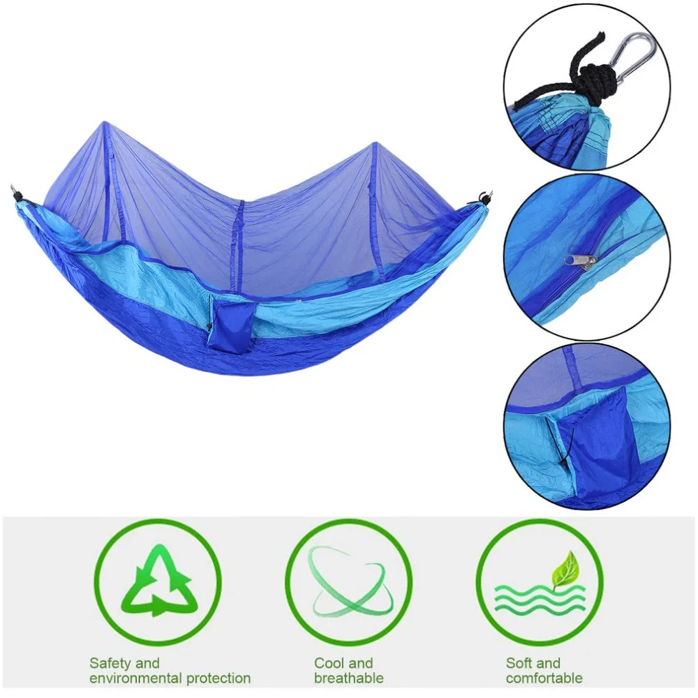 

260x130cm Portable Lightweight Tent Parachute Fabric Outdoor Hiking Camping Sleeping Hammock Hanging Bed With Mosquito Net New