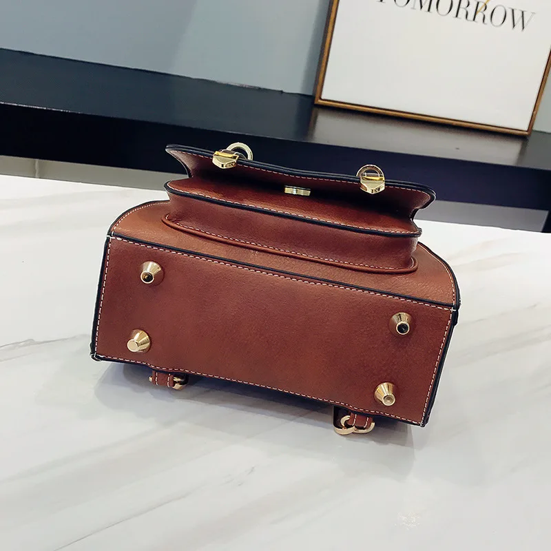  Female Vintage Square PU Leather Small Backpack for Women Bag 2019 New Schoolbag Feminina Fashion T - 33009247758