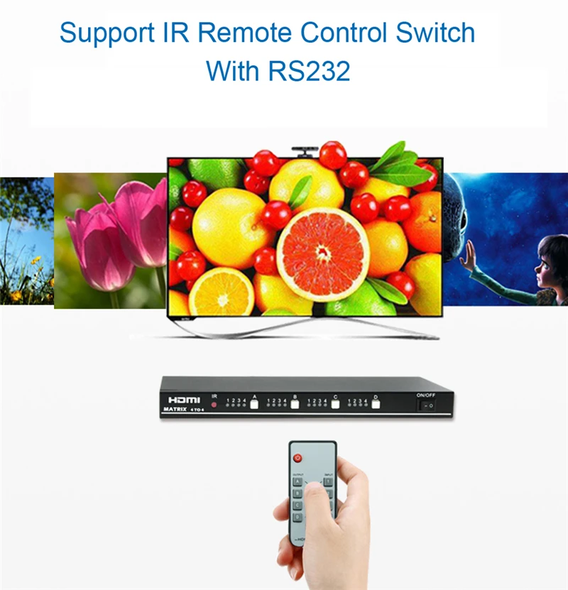 EMK 4x4 HDMI True Matrix 4 input 4 output HDMI Switch Splitter 1.3b support 1920x1080 60Hz with RS232 Remote Control Switch (10)