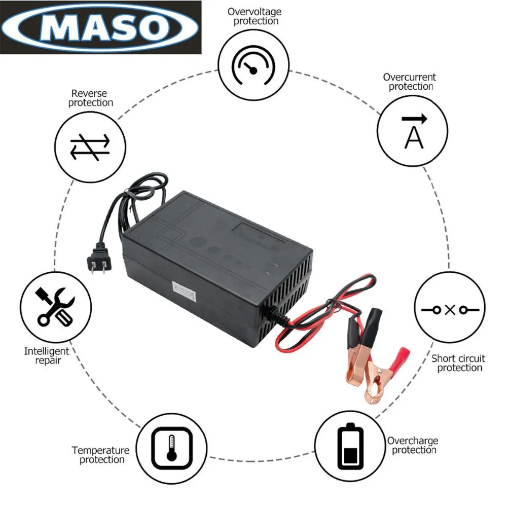 Car Battery Charger Intelligent Pulse Repair Battery Charger 12V/24V Truck Motorcycle Caravan Motorhome Boat Charger 110V/220V
