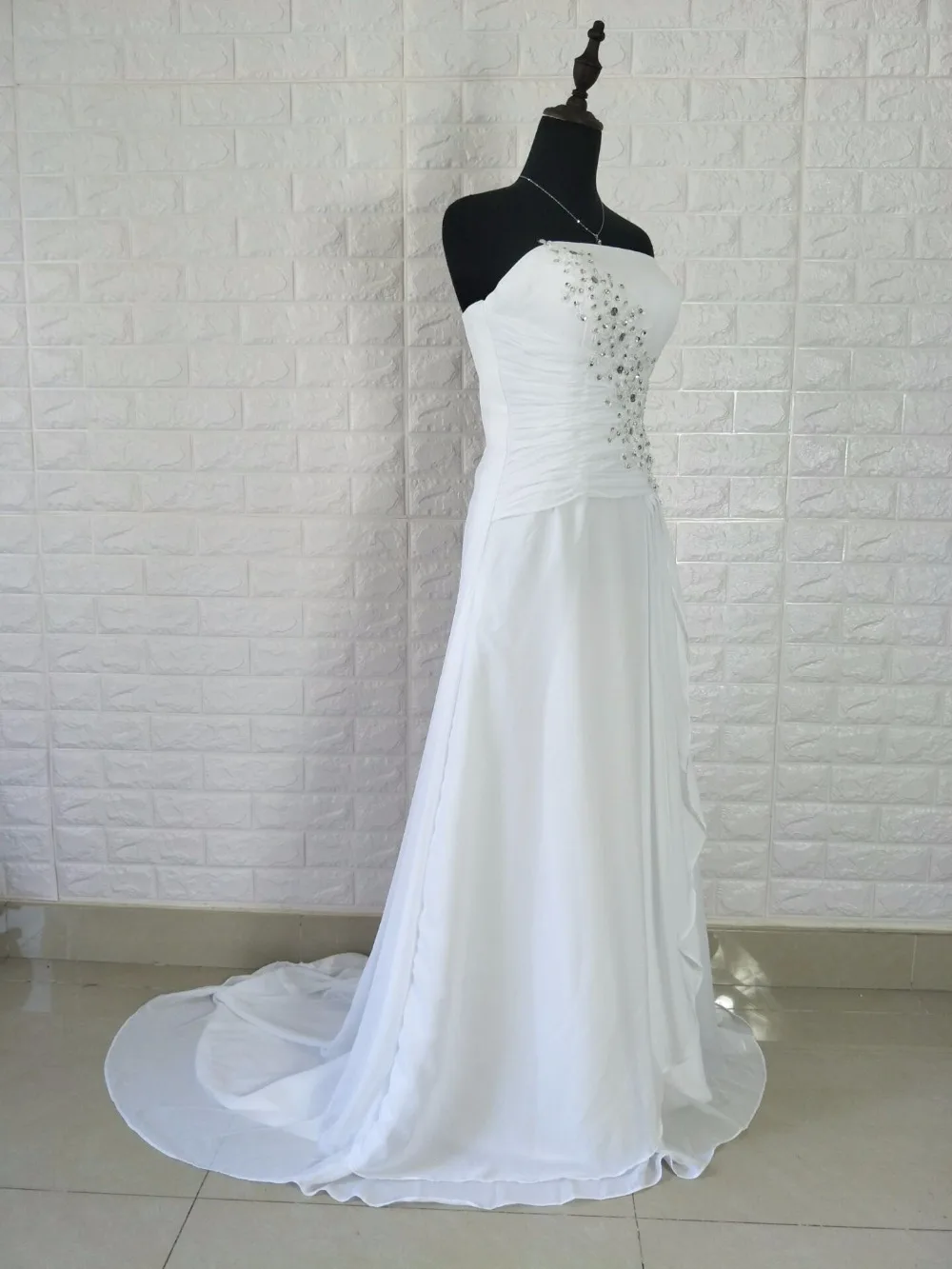 Платья подружки невесты Vestidos De Noiva Grace с аппликацией сзади на шнуровке без бретелек шифоновое и атласное свадебное платье