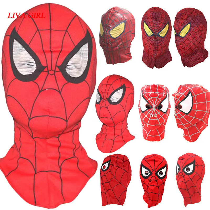 

Halloween Mask Spiderman Flexible Mask Cosplay Hood Party Mask Full Head Spider-Man 2 3D red Masks