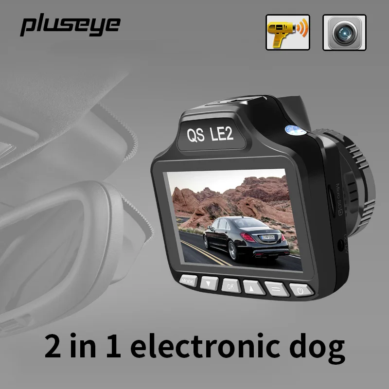 

pluseye 2 in 1 1080P Car DVR + Full Band Radar Detector HD Car Camcorder G-sensor Dash Cam Video Registrator Tachograph