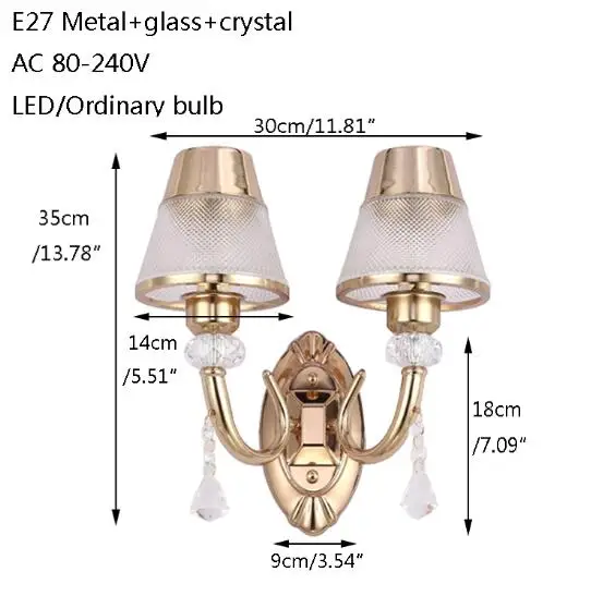 В современном винтажном стиле из металла стекло двойной настенный светильник светодиодный E27 220 V Роскошный блеск настенный светильник в простом стиле для гостиной, спальни, Ресторан прикроватная бар - Цвет абажура: A