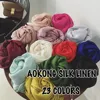 95*180cm New High Quality Soft Silk Linen Shinny Solid Plain Shawls Oversize Muslim Headband Wraps Hijab Scarves 3