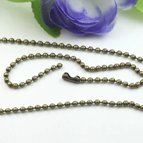 (20 pieces/lot) 65cm length antique bronze plated connector clasp ball chains 2.4mm width bead