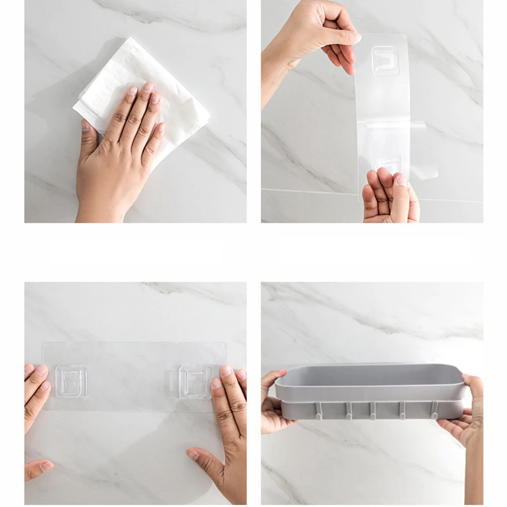 Feiqiong Plastic Toilet Shelf Free Punch Wall Storage Rack Bathromm Accessories Rectangular Seamless Bathroom Shelf Supplies