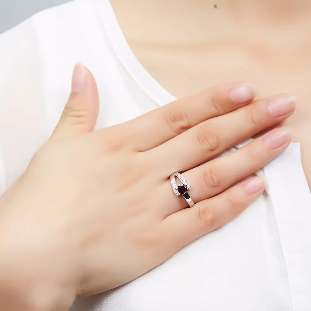 Hutang 0.6ct натуральный драгоценный камень красный гранат кольца твердые 925 пробы Серебряное кольцо в виде застежки ювелирные украшения лучший элегантный подарок для женщин Новинка