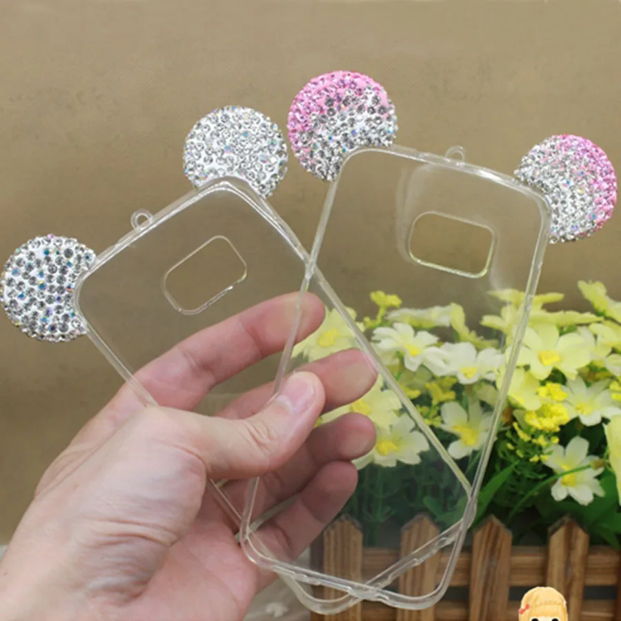

Fashion Glitter Cover Capa For Samsung Galaxy S6 edge Plus S7 edge Phone Case Fundas Cartoon Mickey Mouse Ears Sparkling Coque