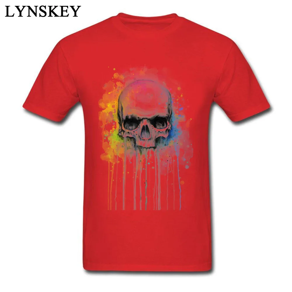 Rainbow Skull Watercolor_red