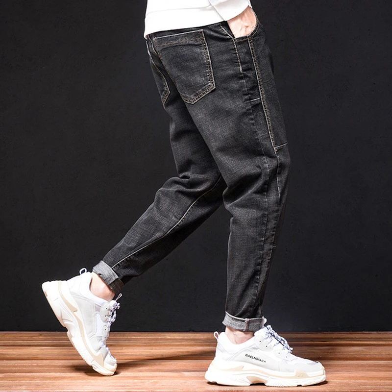 LEOCLOTHO Japanese Embroidery Jeans Men Slim Fit Pencil Pants Fashion Casual Streetwear Pants Men Trousers