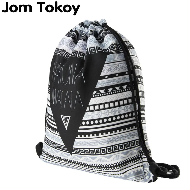Hakuna matata женский рюкзак с геометрическим рисунком 3D печать путешествия softback женская сумка со шнурком сумка мужские рюкзаки