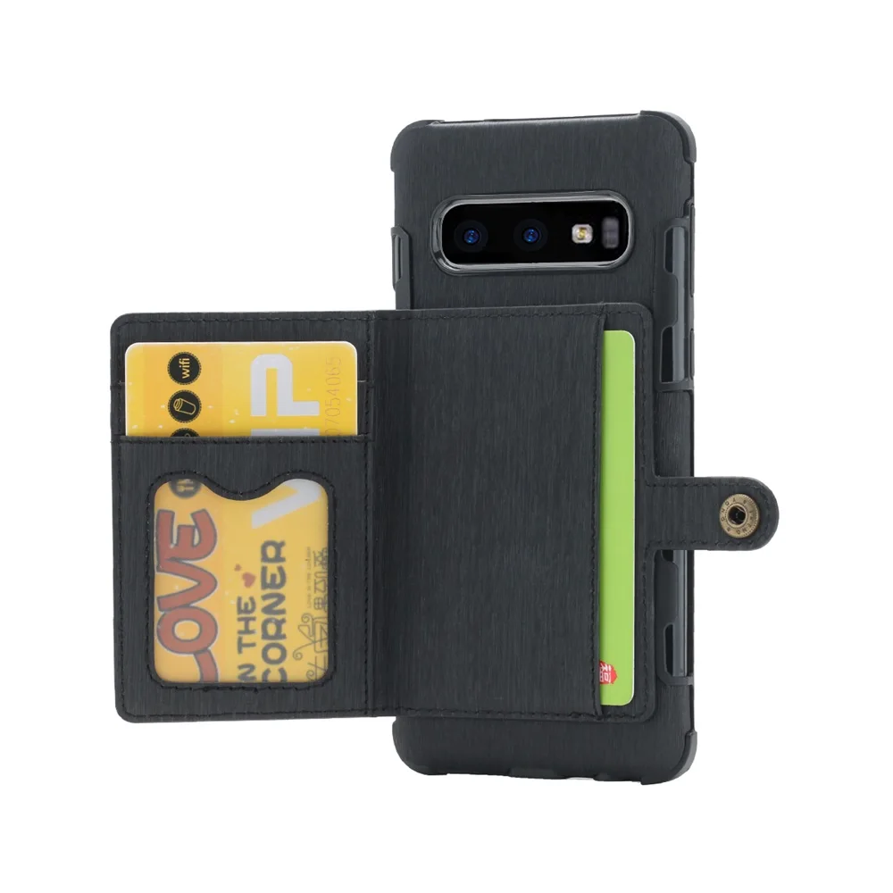 Роскошный тонкий Чехол-бумажник из искусственной кожи для samsung Galaxy S8, S9, S10 Plus, S10, 5G Lite, Note 8, 9, слот для карт, подставка, задняя крышка для телефона - Цвет: Black