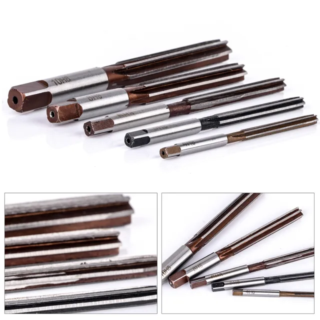 5pcs H8 6 Flutes Hand Remers Set Straight Shank Chucking Hand Reamers