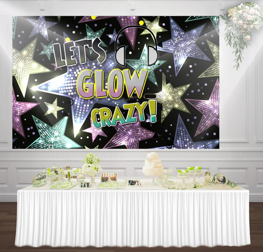 

HUAYI let's glow crazy Star-like lights Neon Photo Booth Frame for 80s Party Photography Glow Party backdrop background sm-152