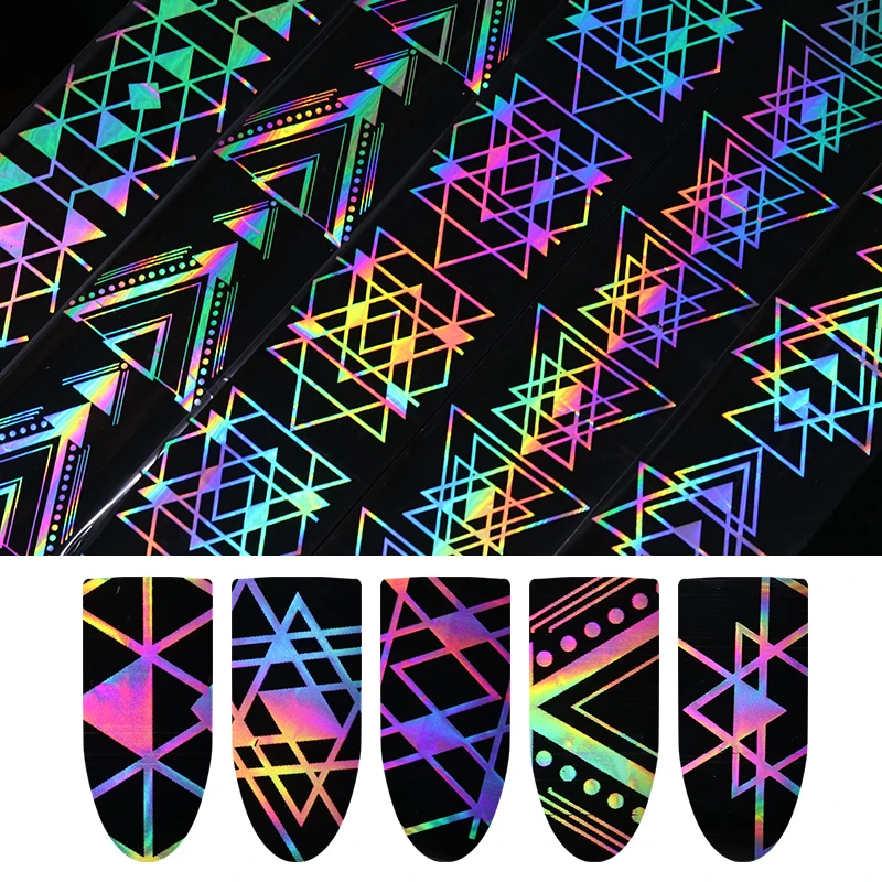 

Holographic Nail Foil Laser Paper Geometric Triangle Wave Heart Net Nail Art Transfer Sticker 4*100cm Nail Art Decoratation DIY