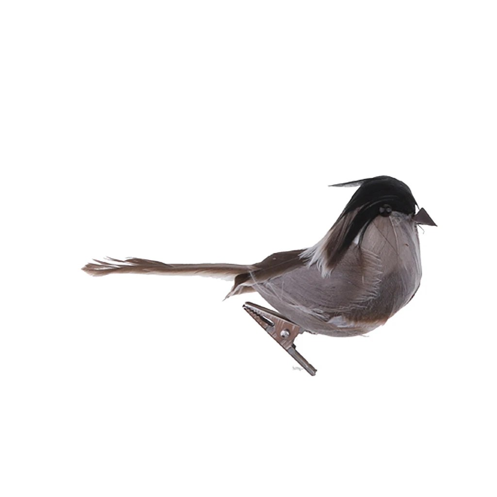 Decorative Artificial Animal Feather Fake Birds Magpie With Clip Garden Home