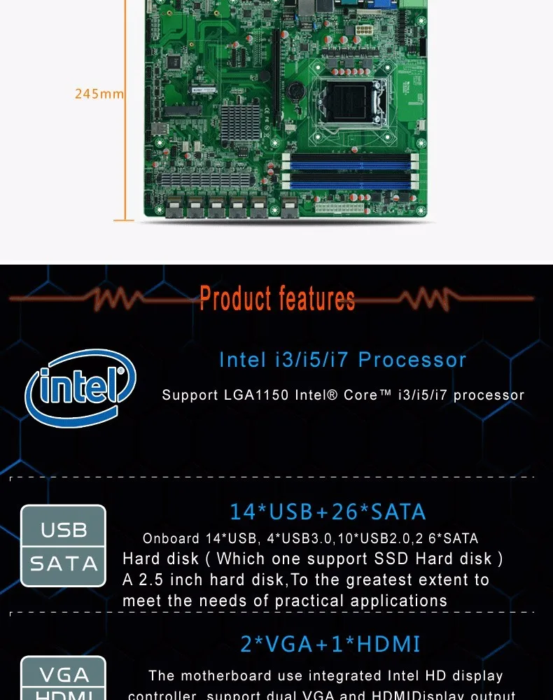 H87 LGA1150 разъем платы/NVR материнская плата промышленной поддержка 14 USB 26 SATA интерфейс жесткого диска