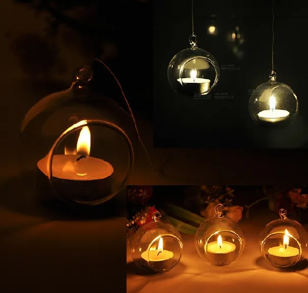 Free EMS Shipping! 100PCS/Lot Dia 8cm Hanging Glass Candle Holders for