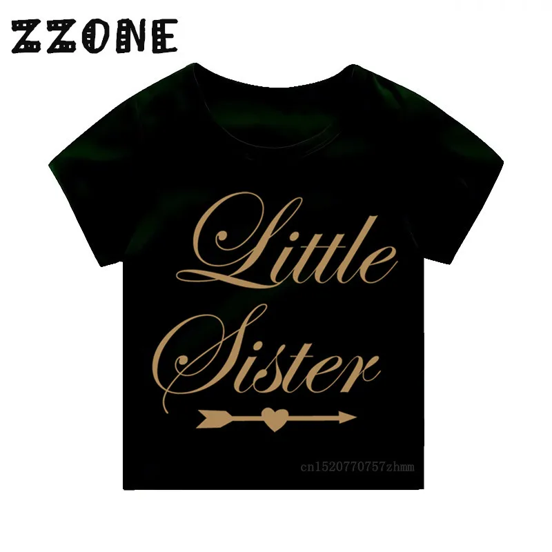 Детская модная футболка детская с надписью Little Sister детские летние топы короткими