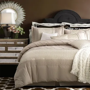 

4/6Pcs Imitate Silk Cotton Pleated Luxury Royal Bedding set King Queen Size Wedding Bed set 34