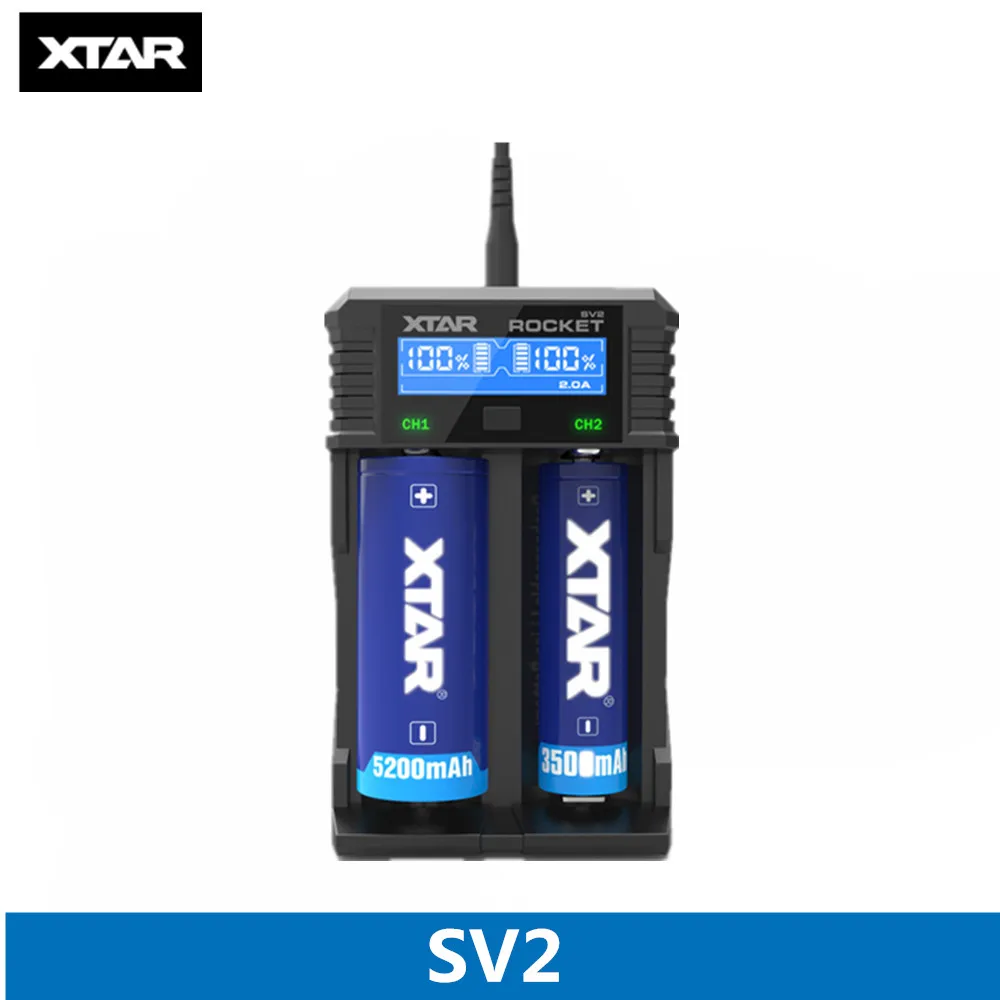 XTAR SV2 Smart Digital Батарея Зарядное устройство для Li ion/Ni MH 16340 18650 26650 10440 14500 14650 17335 17500 17670