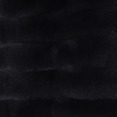 Женская длинная куртка из натурального Лисьего меха с отложным воротником в форме полосы и отстрочкой овечьей кожи на осень и зиму, Толстая куртка из лисьего меха - Цвет: black