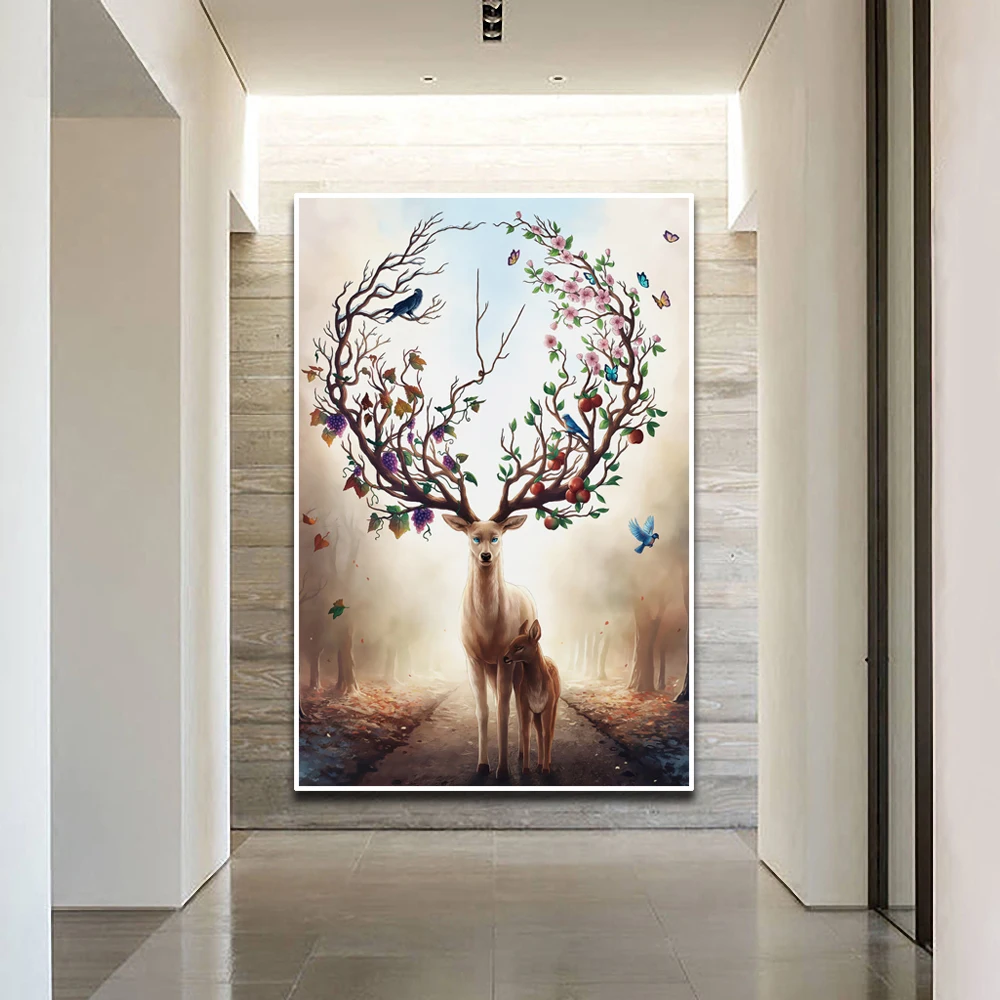 Arte Moderno De La Pared Animal Alce Vertical De La Pintura De La