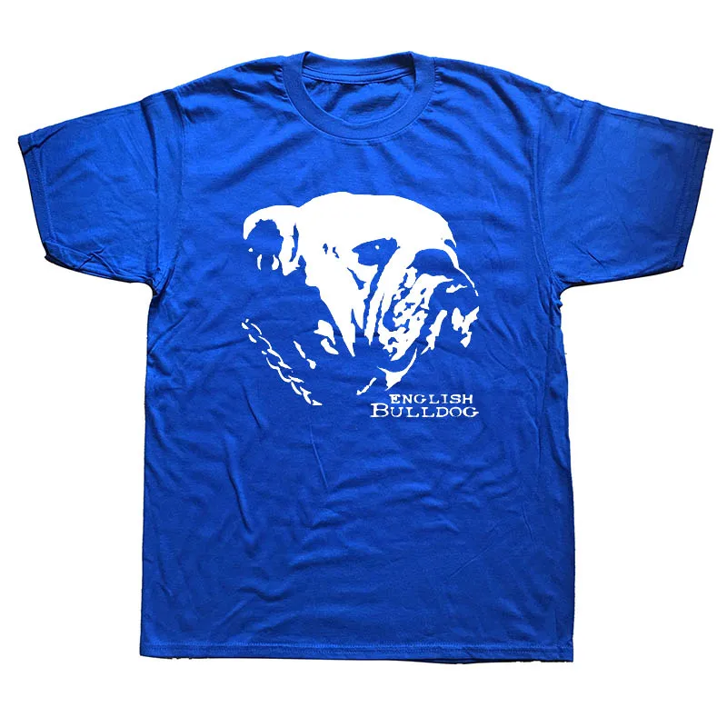 Мужские футболки, забавные английские футболки с изображением бульдога, футболки с короткими рукавами, топы с круглым вырезом, хлопковые летние стильные футболки - Цвет: BLUE