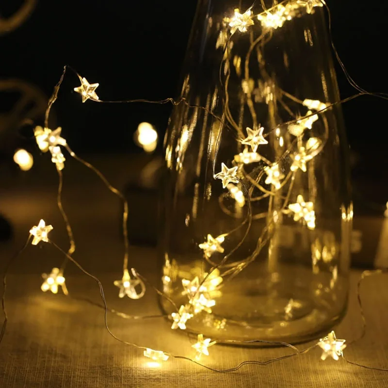 3 м 30 огни светодиодный гирлянда на медной проволоке со звездами огни рождественское свадебное украшение огни Батарея работать гирляндой