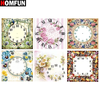 

HOMFUN Full Square/Round Drill 5D DIY Diamond Painting "Flower clock landscape" 3D Embroidery Cross Stitch 5D Home Decor Gift
