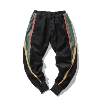 

The original retro hip-hop hit color stitching corduroy trousers