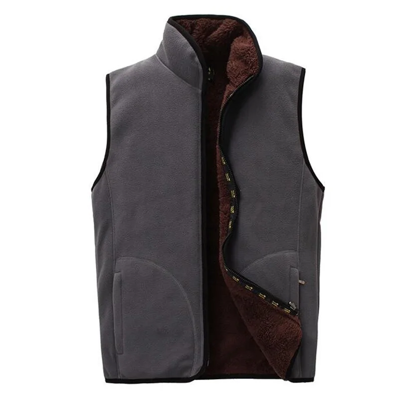 Waistcoat Windproof Sleeveless Jacket New Men Warm Fleece Vest Winter