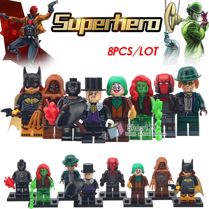 

Single Sale Joker Poison Lvy Bane Riddler Red Hood Penguin Batgirl Scarecrow MINIFIGSd Building Blocks Children Toys